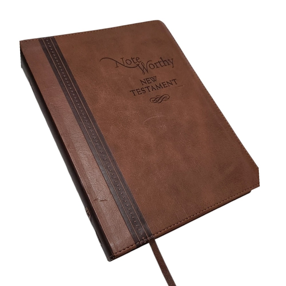 NoteWorthy New Testament NKJV Bible Brown Faux Leather Journaling Thomas Nelson
